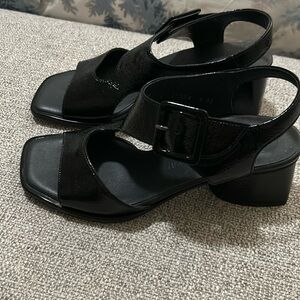 Paul Green Womens Tanya Black Patent Leather Slingback Sandals Size 6.5 US 4 UK
